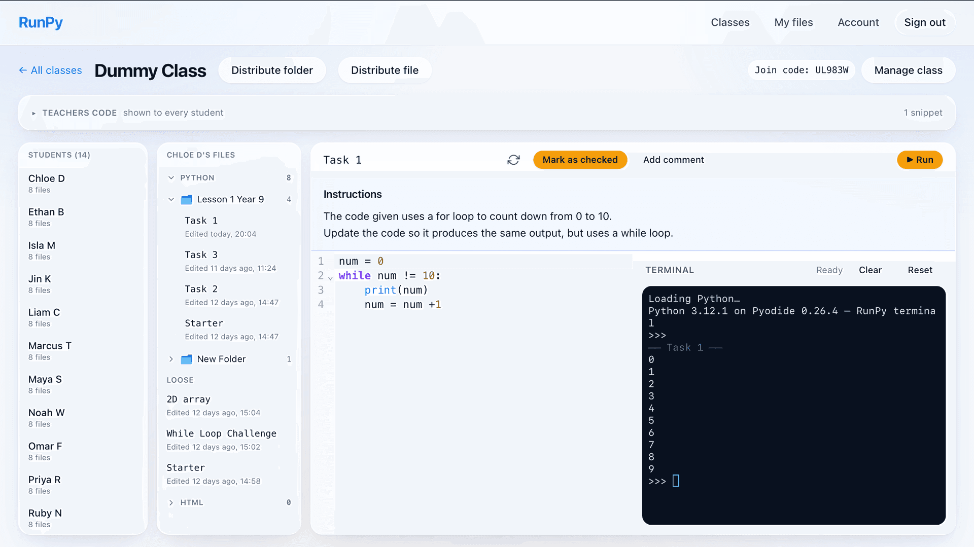 Run Python online in the browser, IDE for UK secondary schools