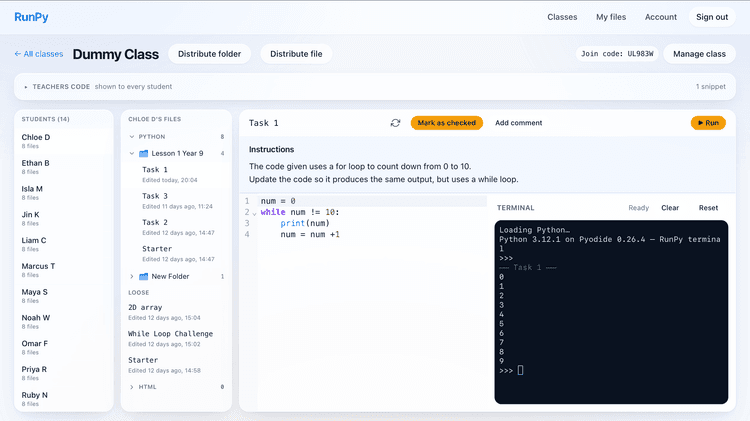 Run Python online in the browser, IDE for UK secondary schools