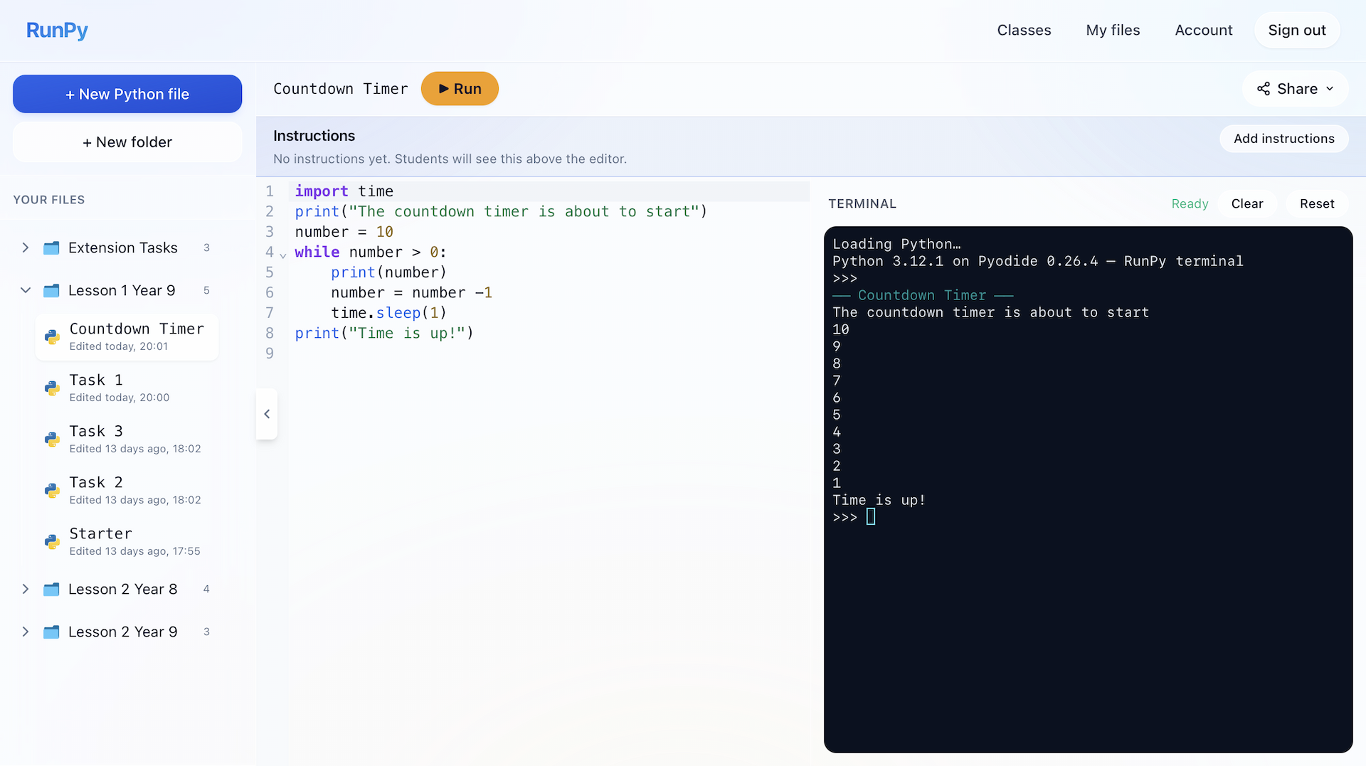 Run Python online in the browser, IDE for UK secondary schools